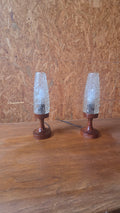 Paire de Lampes à Poser – Teck & Verre Pressé (Circa 1960)