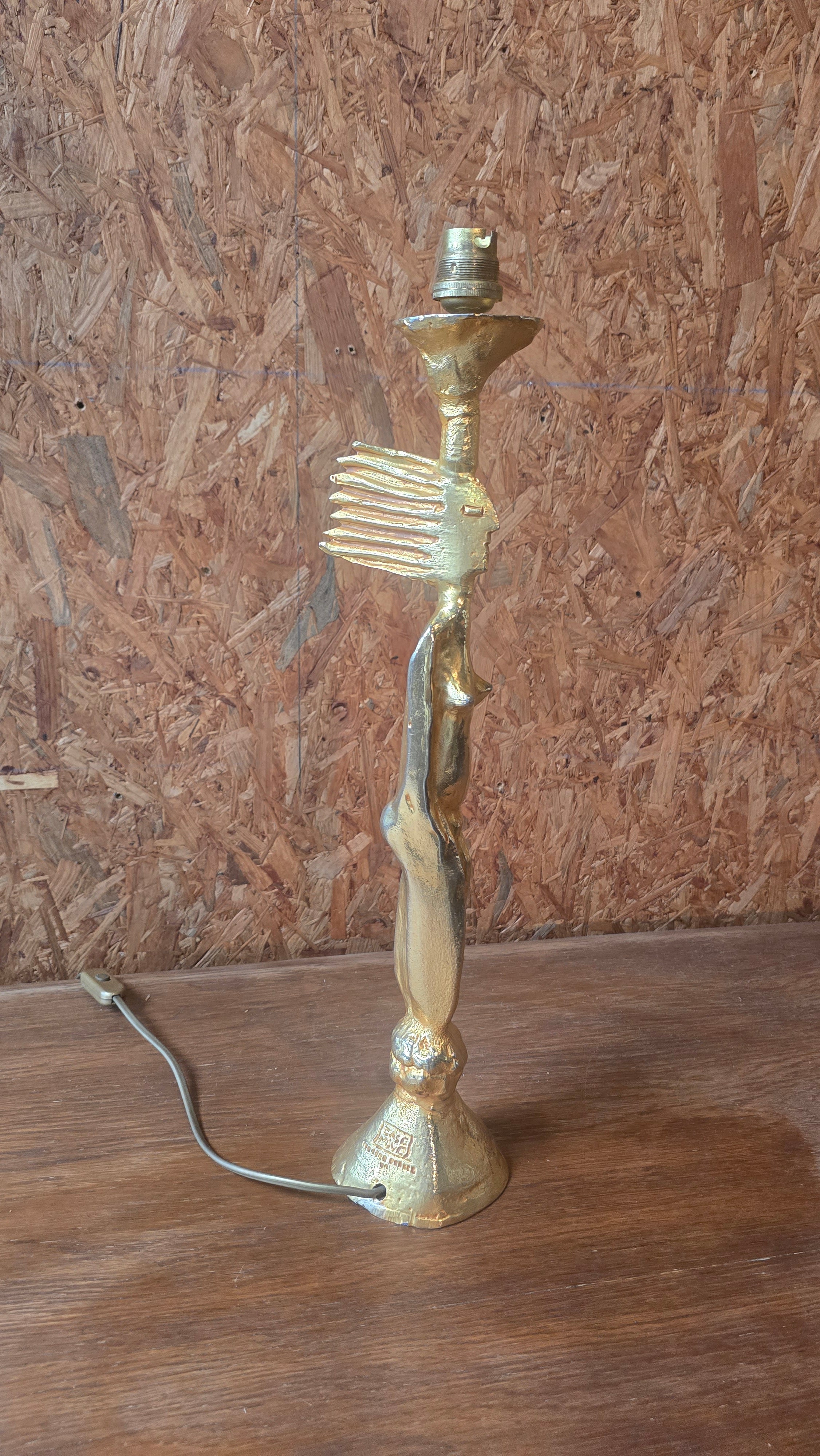Sculpture-Lampe en Bronze Doré – Jacques Cazenove pour Fondica
