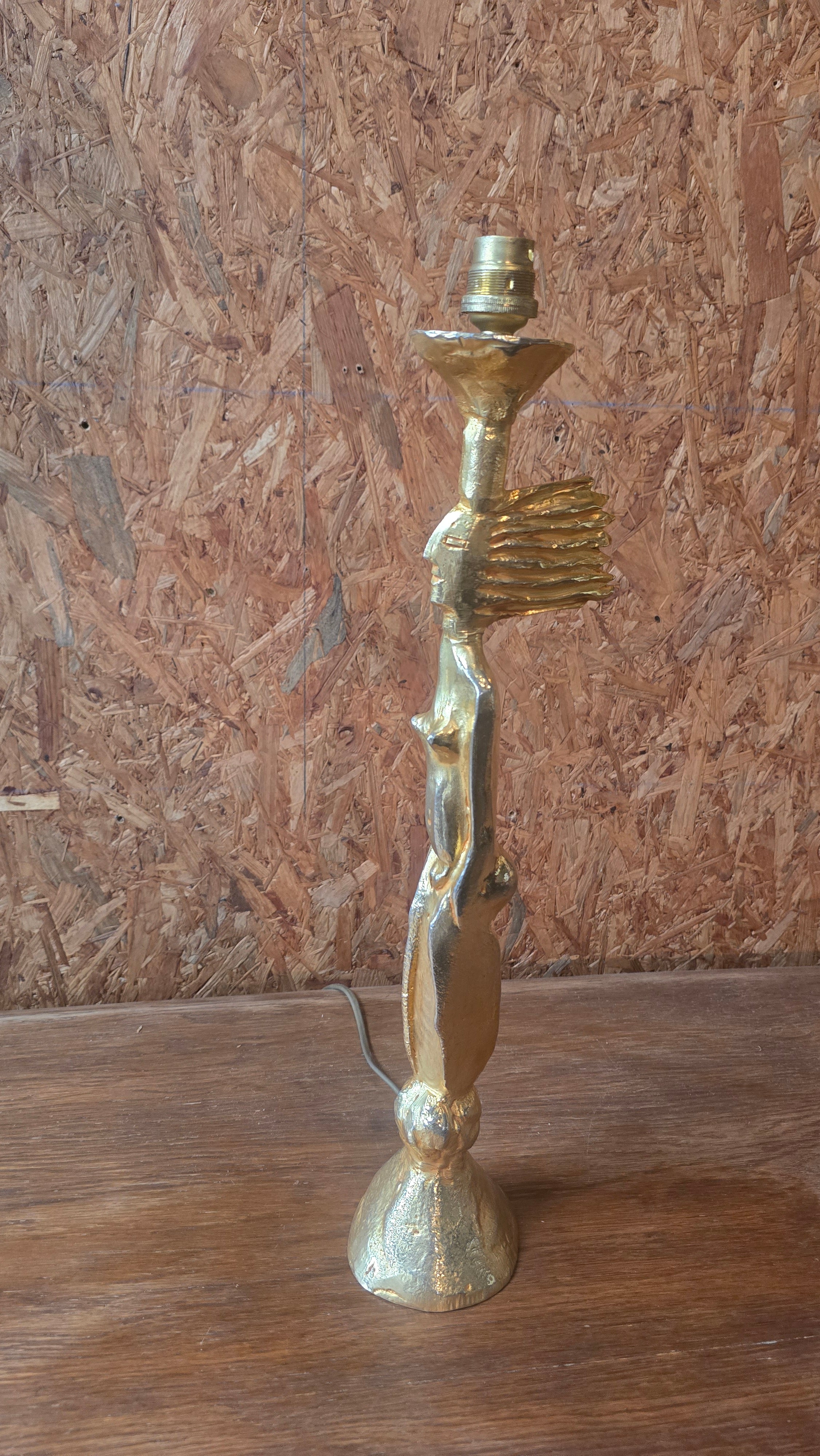 Sculpture-Lampe en Bronze Doré – Jacques Cazenove pour Fondica