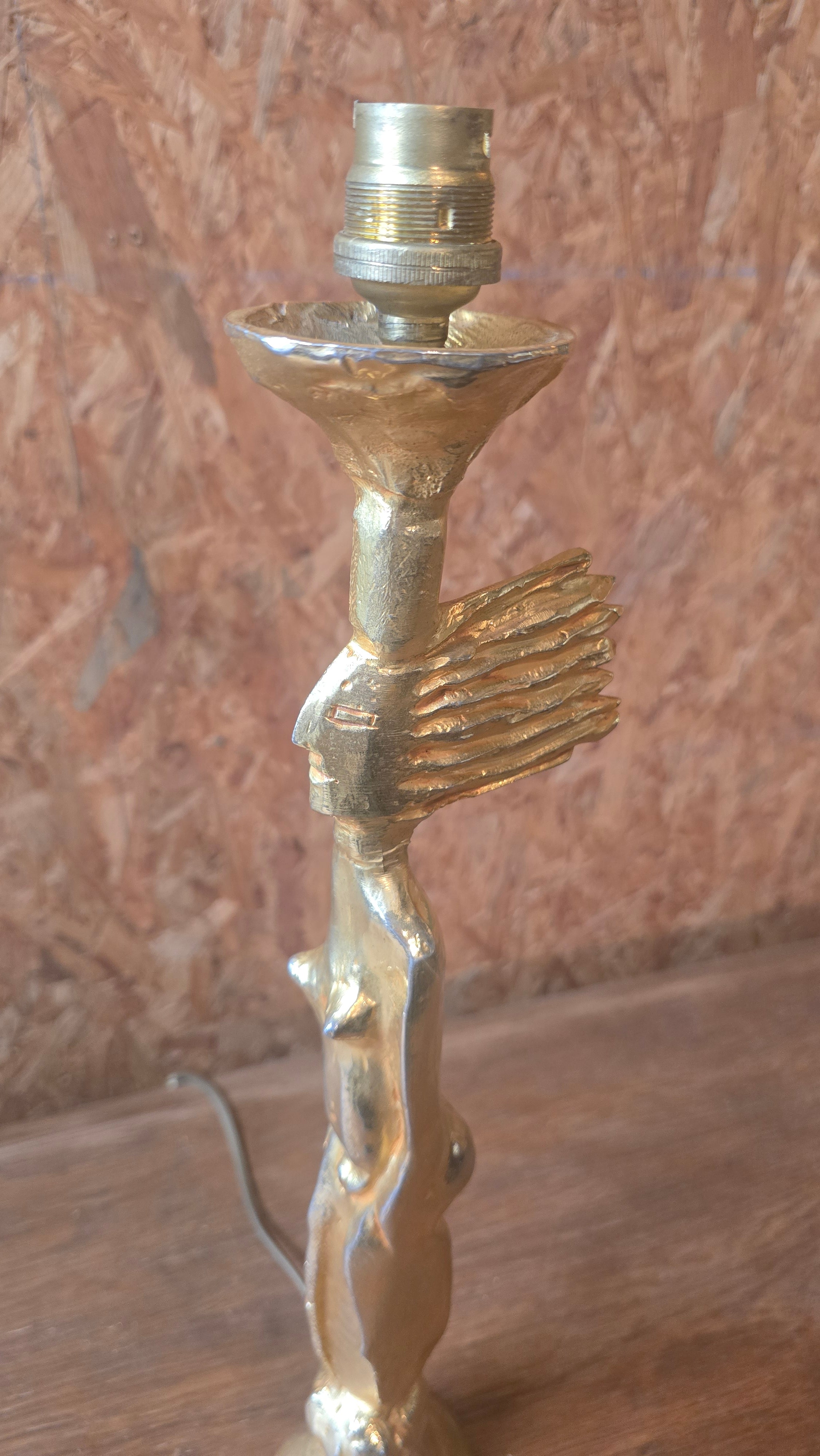 Sculpture-Lampe en Bronze Doré – Jacques Cazenove pour Fondica