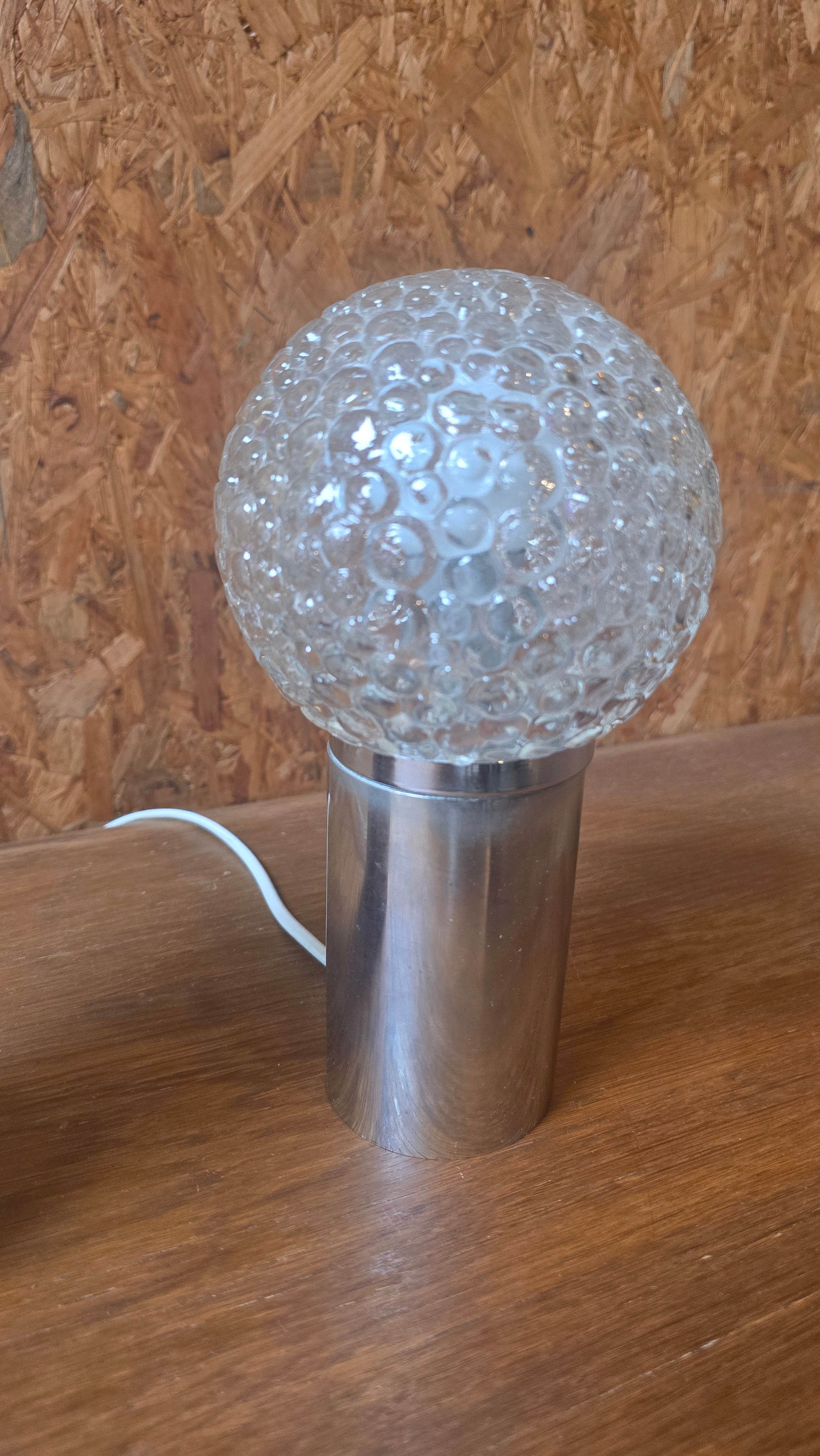 Paire de Lampes de Table « Space Age » en Chrome et Verre Bullé (Circa 1970)
